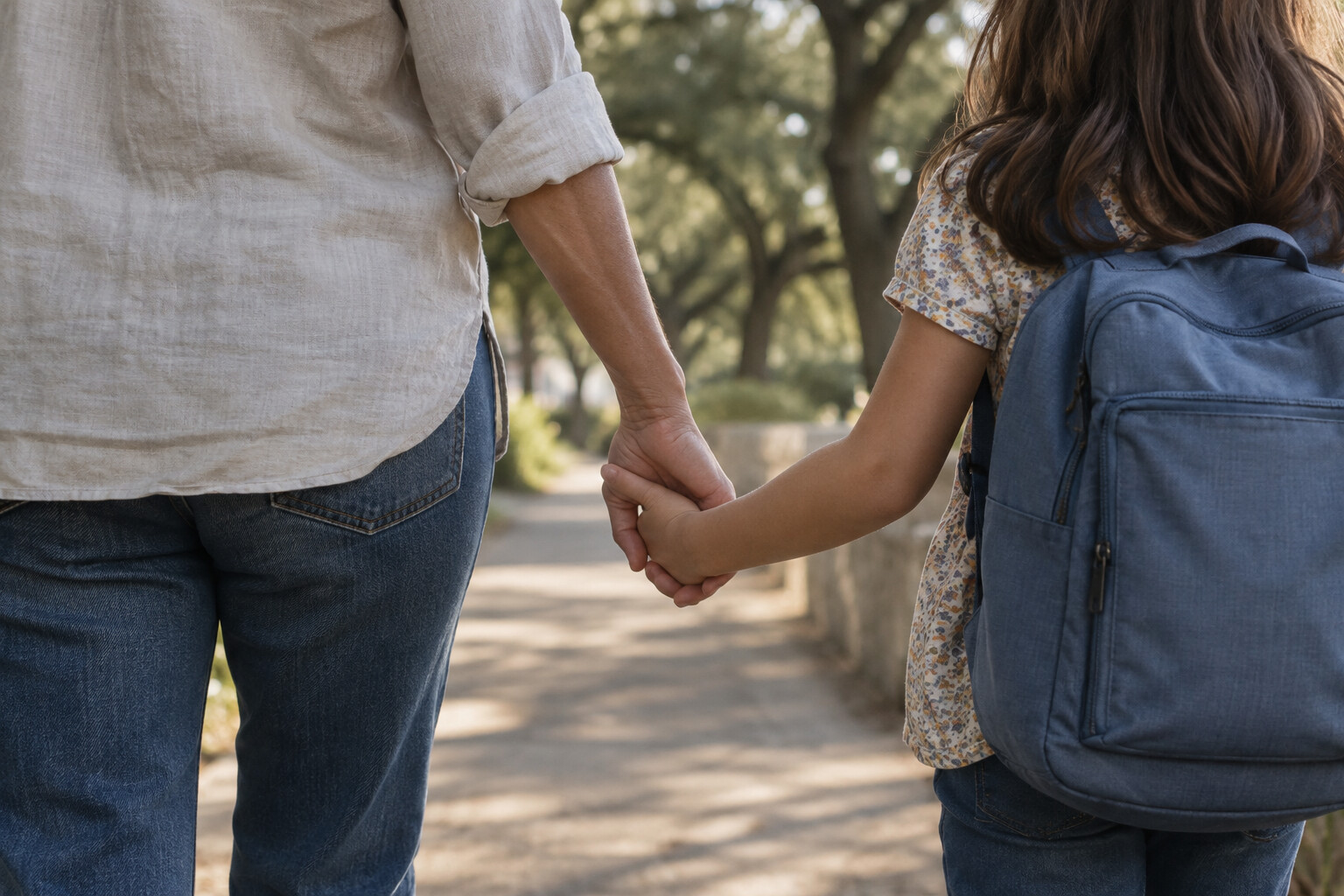 Parent holding a child’s hand, illustrating child support and financial protection after a parent dies in Texas.