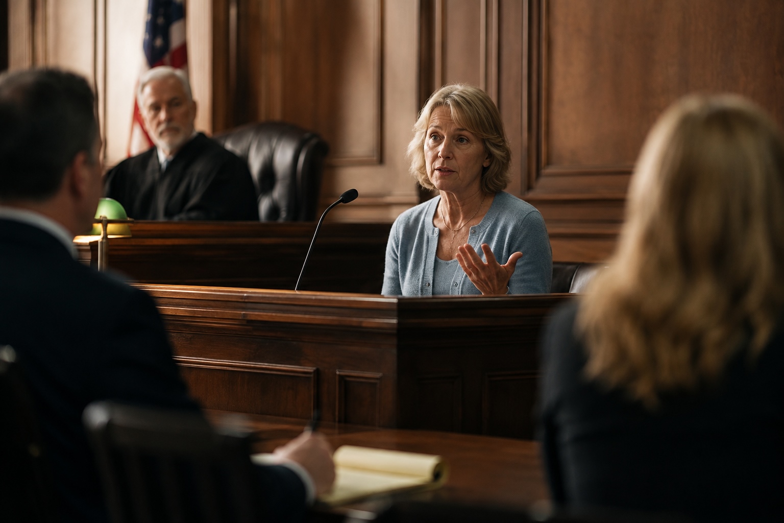 Witness testifying before a judge during a Texas will contest